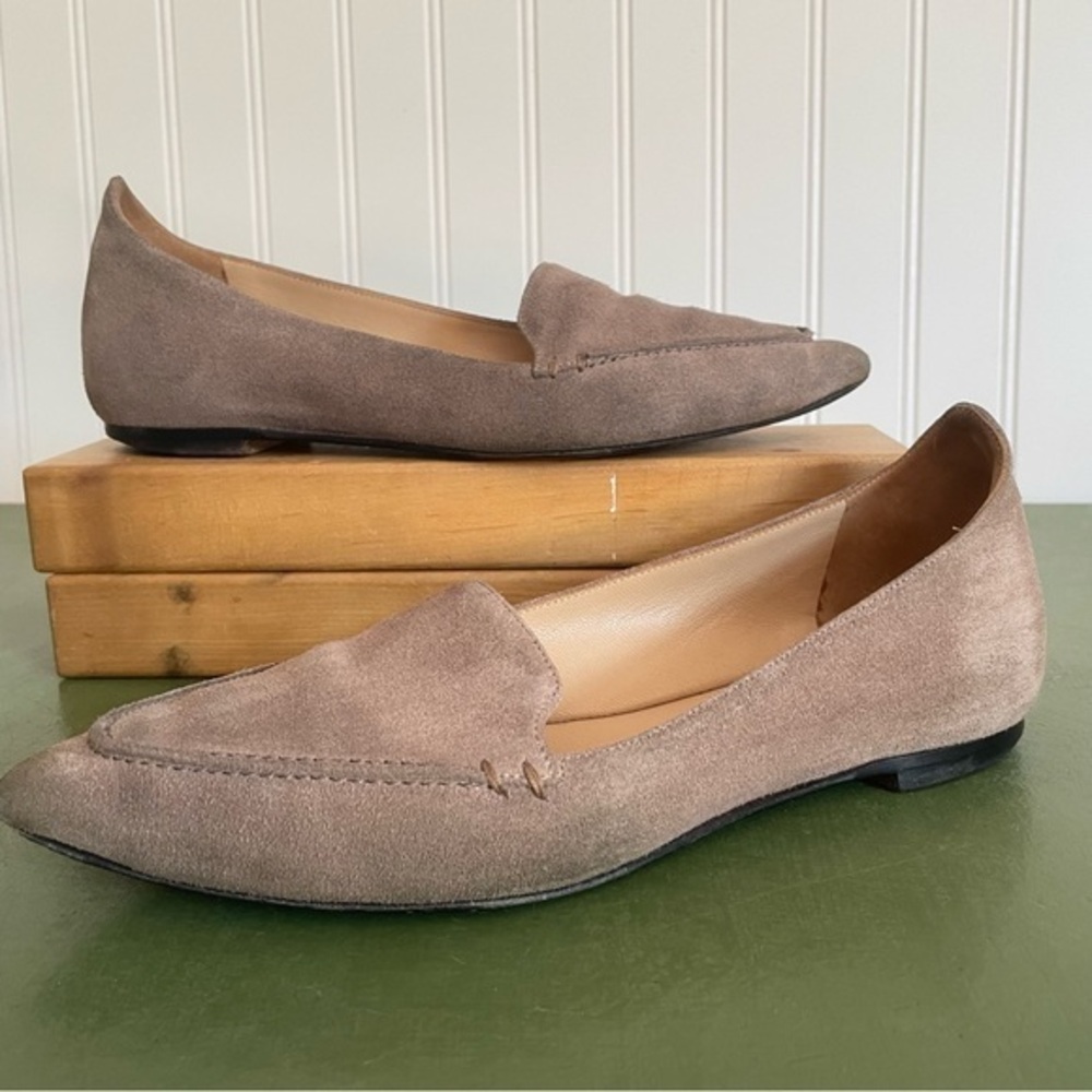 M.Gemi Italian Pointed Toe Ballet Flats in Taupe Suede *Italy*